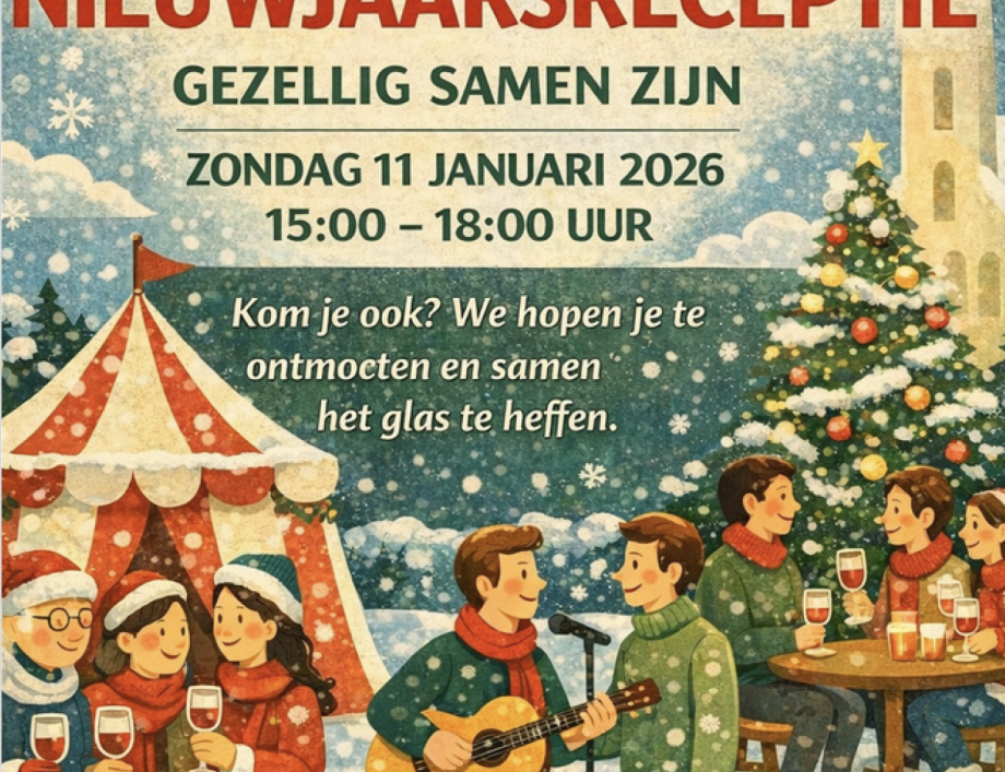 Nieuwjaarsreceptie zondag 11 januari 2026 om 15:00 uur | Parochiehuis Wolder. 